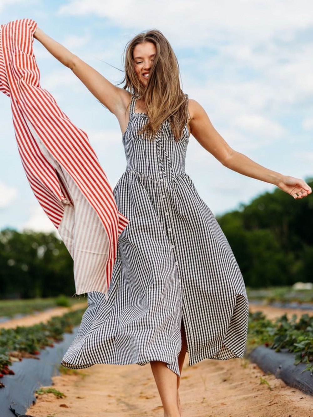 ASTR Temperance Maxi Dress in Black Gingham